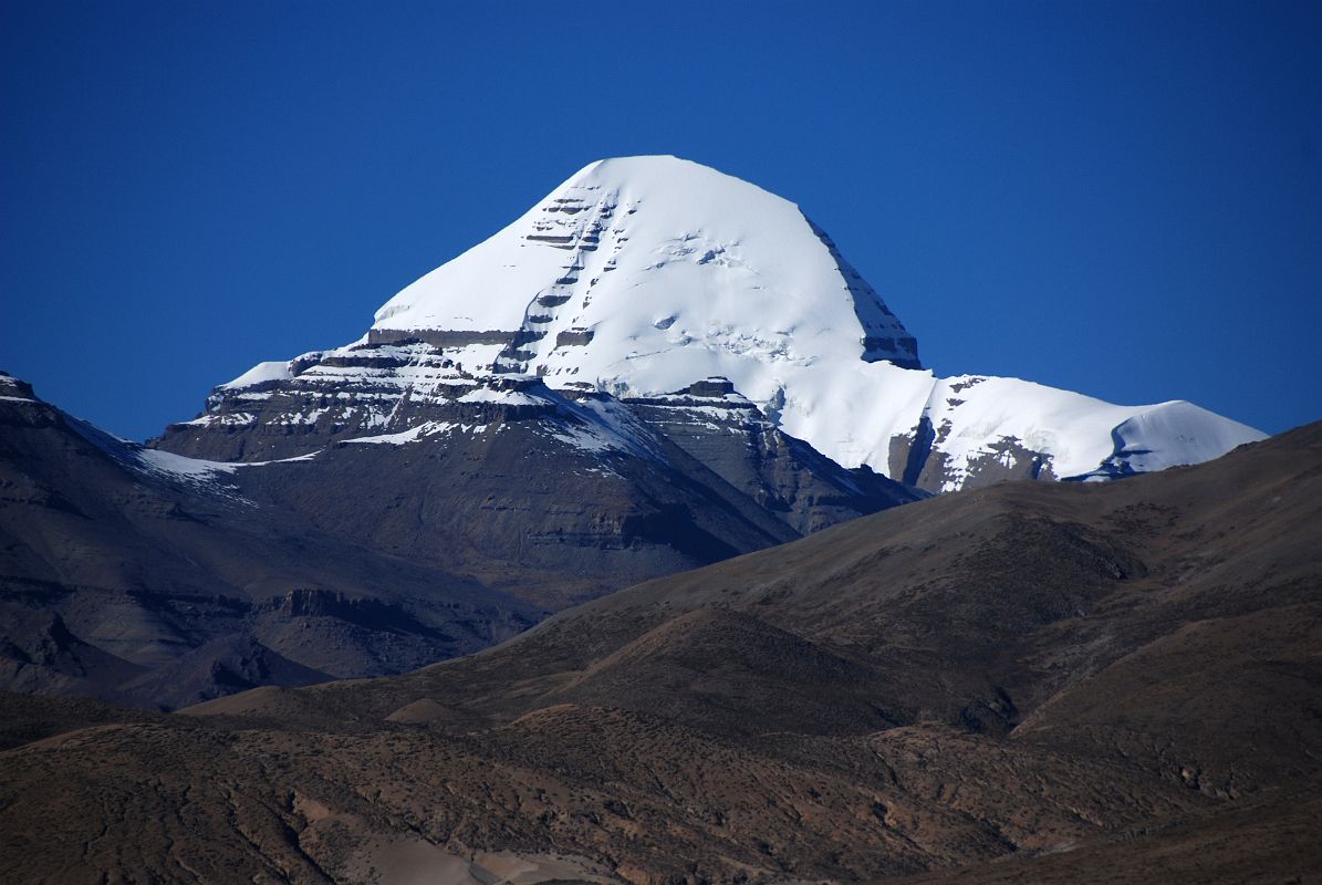 39 Mount Kailash South Face From Drive Between Chiu Gompa And Darchen Mount Kailash South Face dominates the view as we drive from Chiu Gompa towards Darchen.